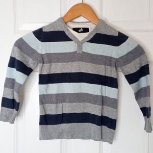Navy and Gray Striped Kids Sweater
